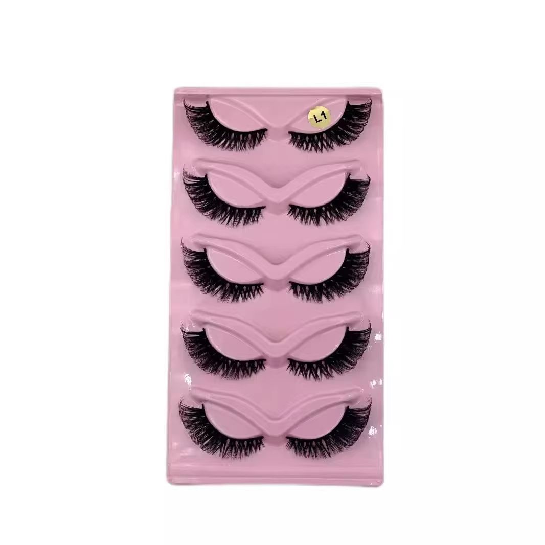 5 Pair Cat Eye Lashes Wispy Faux False Eyelashes for Eye Elongation and Natural Glam