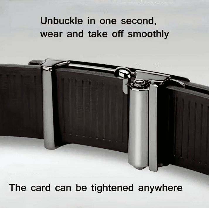 Mens PU Leather Belt Automatic Buckle 47 Inch Adjustable Dress and Casual Belt