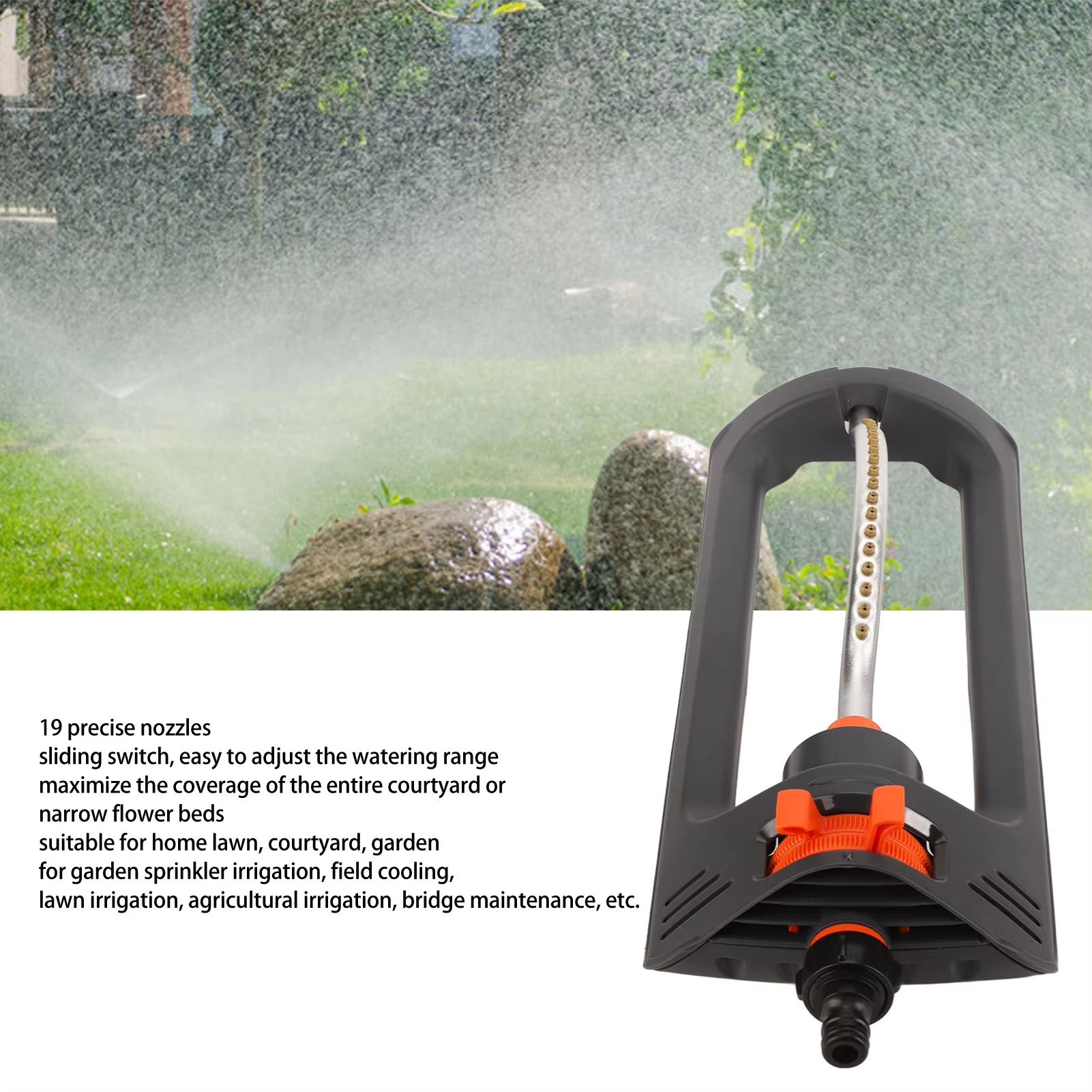 Automatic Oscillating Lawn Sprinkler 19 Hole 4 Modes Watering Device for Home Garden