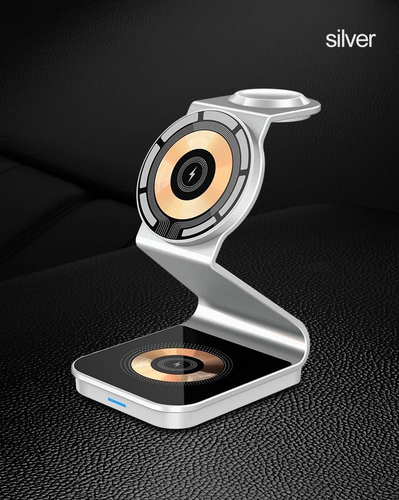 3-in-1 Magnetic Wireless Charging Station – Dual 15W High-Speed Power