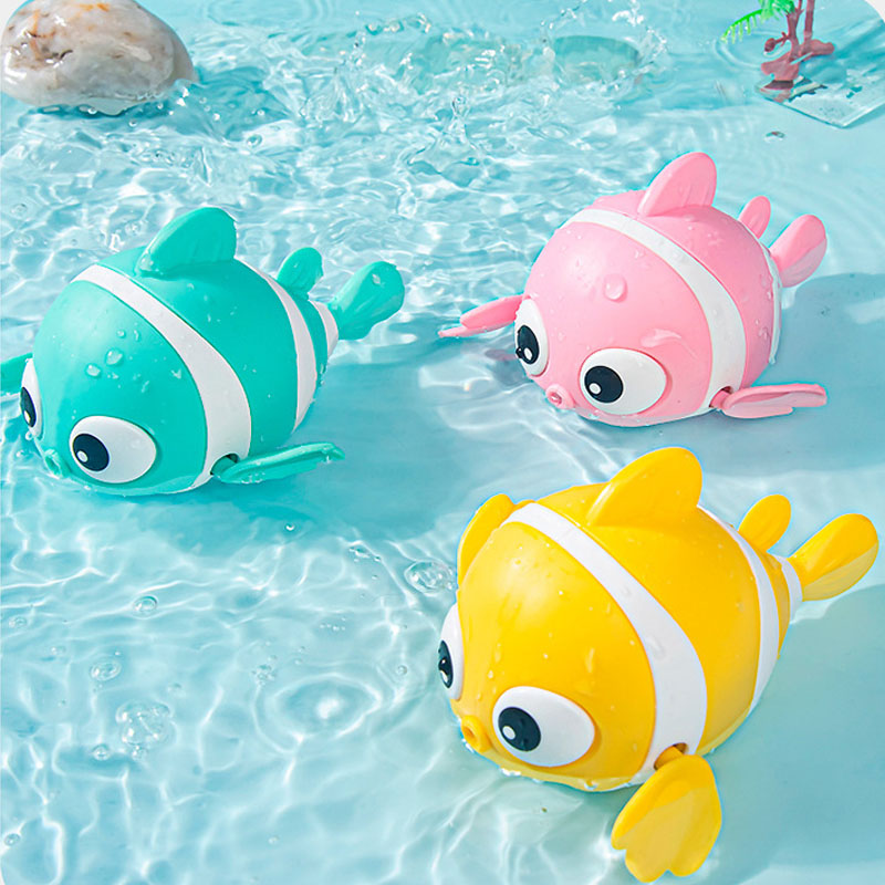Cute Swimming Clown Fish Bath Toy for Toddlers Floating Wind Up Bathtub Toy for Newborns and Babies