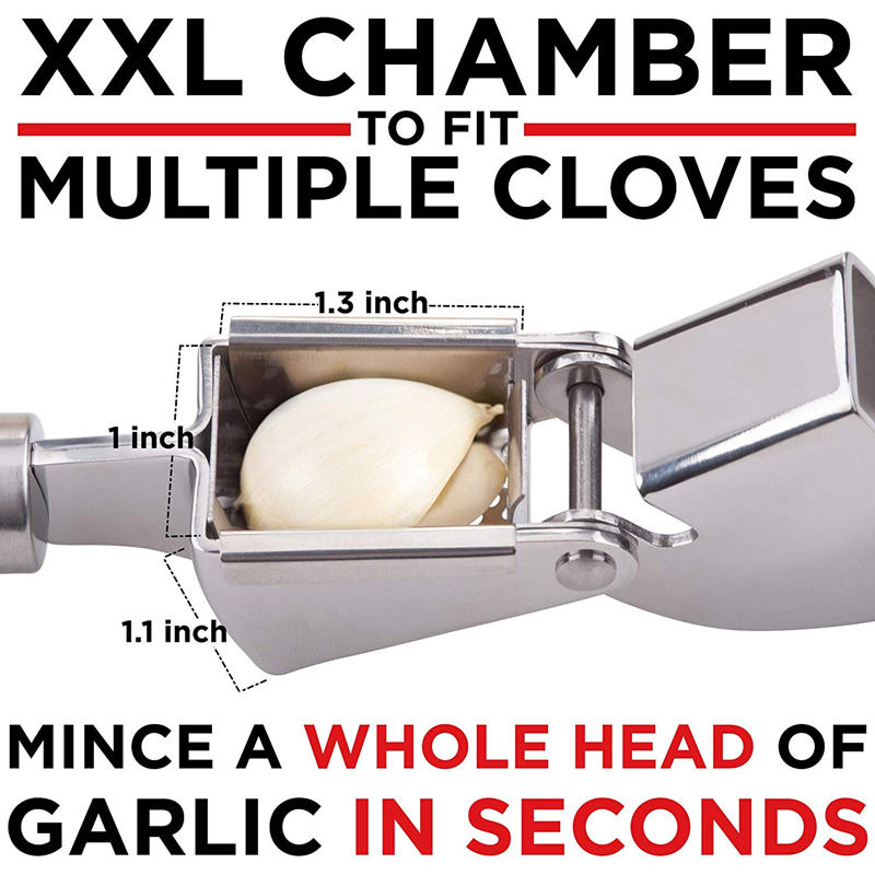 Stainless Steel Garlic Press Kit Rust Proof Garlic Mincer with Silicone Garlic Roller Peeler