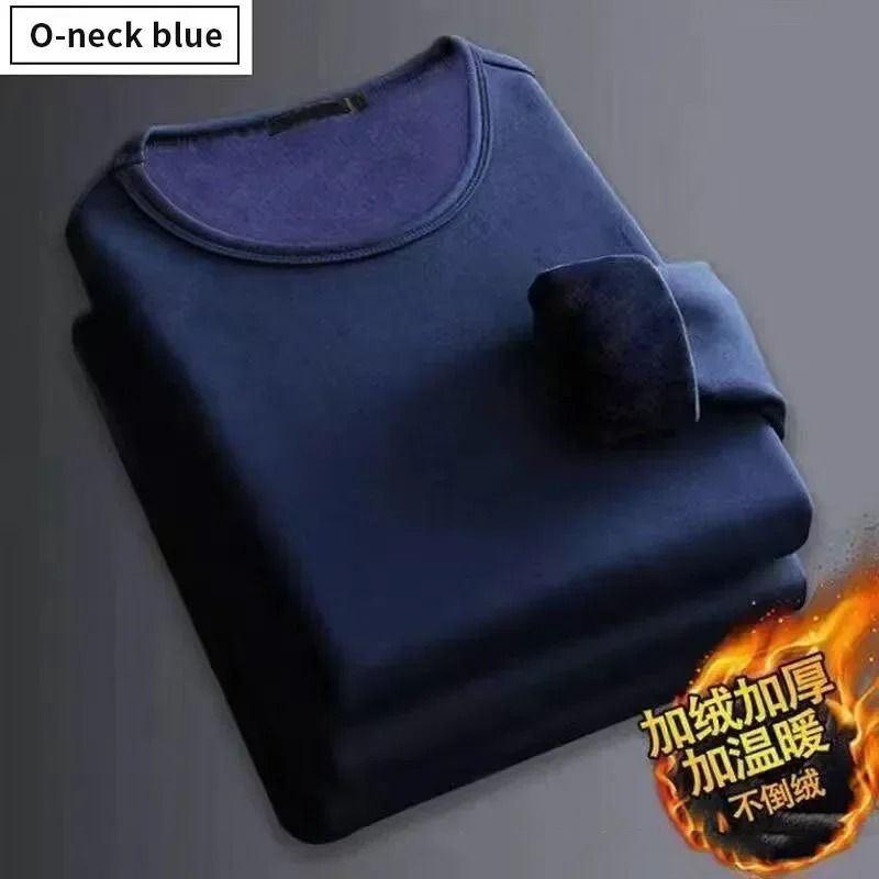 Men Plush Thermal Long Sleeve T Shirt Plus Velvet Fleece Lined Winter Base Layer Top