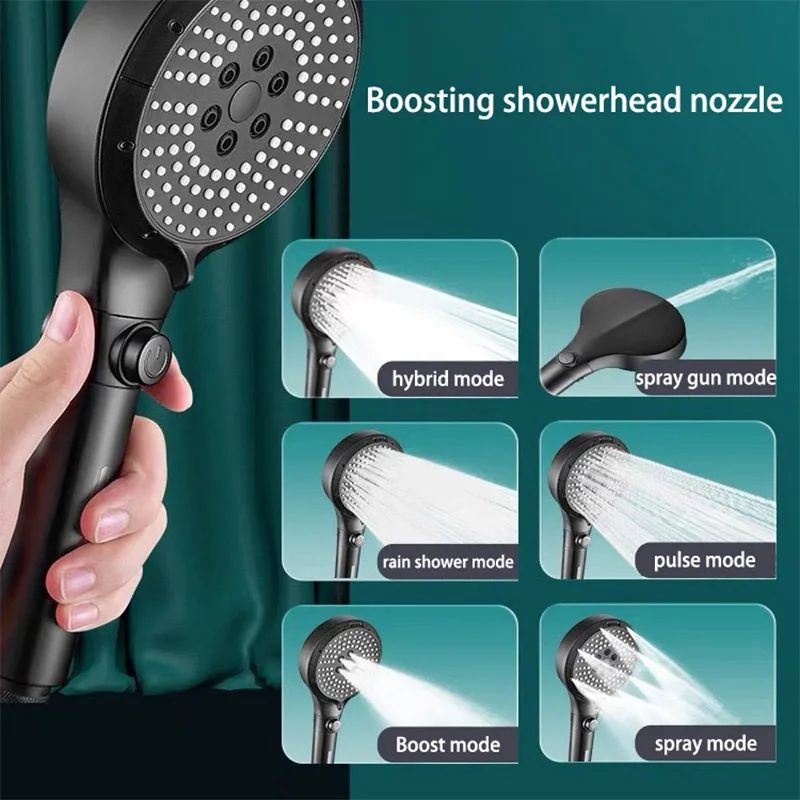 High Pressure Shower Head 6 Mode Adjustable Multifunction Handheld