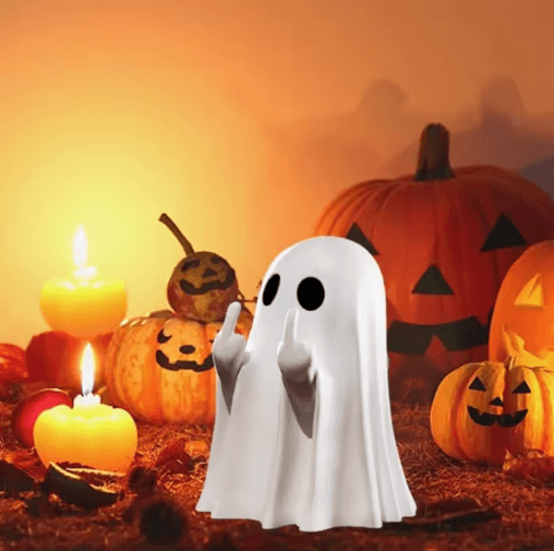 Funny Middle Finger Ghost Figurine Cute Halloween Tabletop Decor