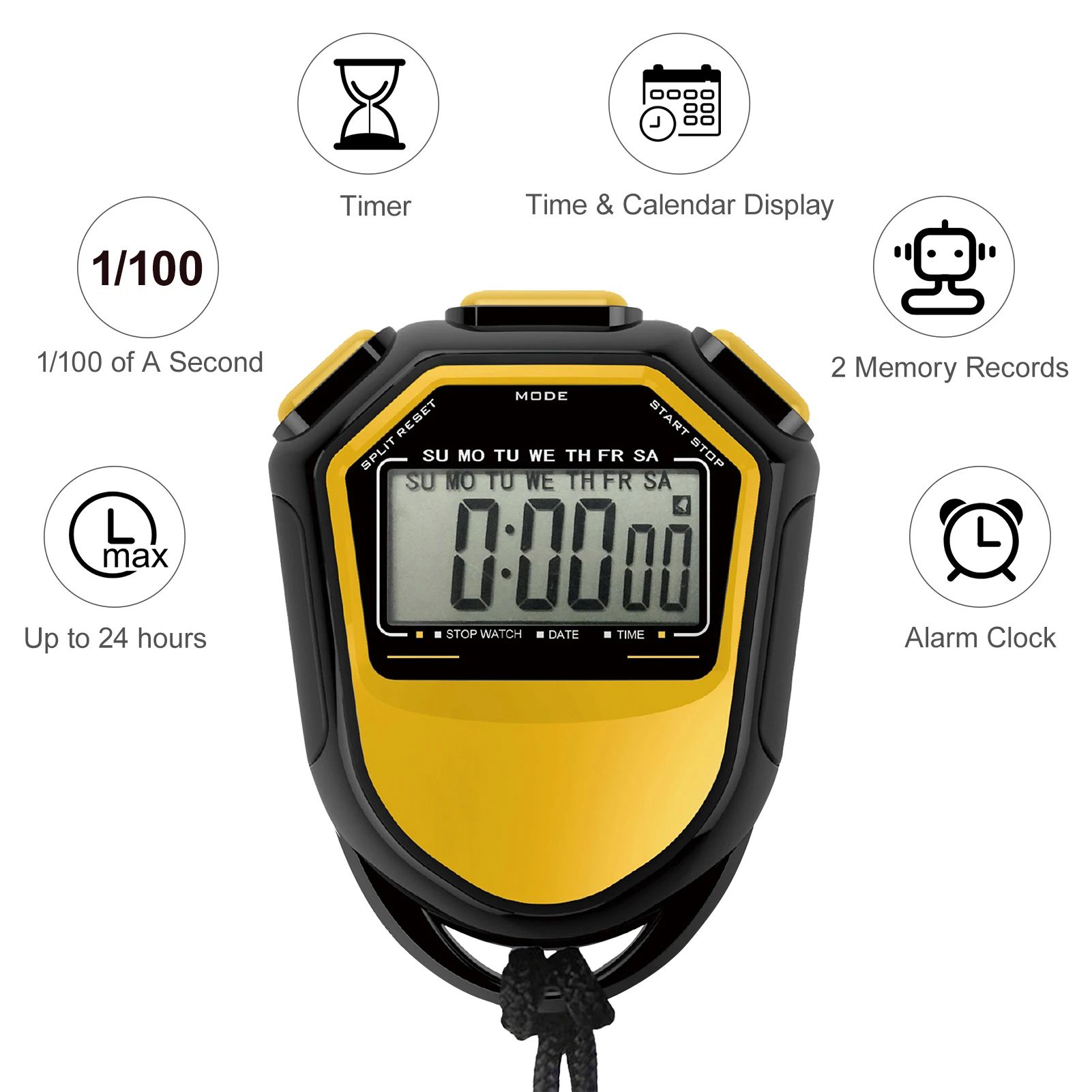 Digital Sports Stopwatch with Large LCD Display – Waterproof Handheld Timer for Training