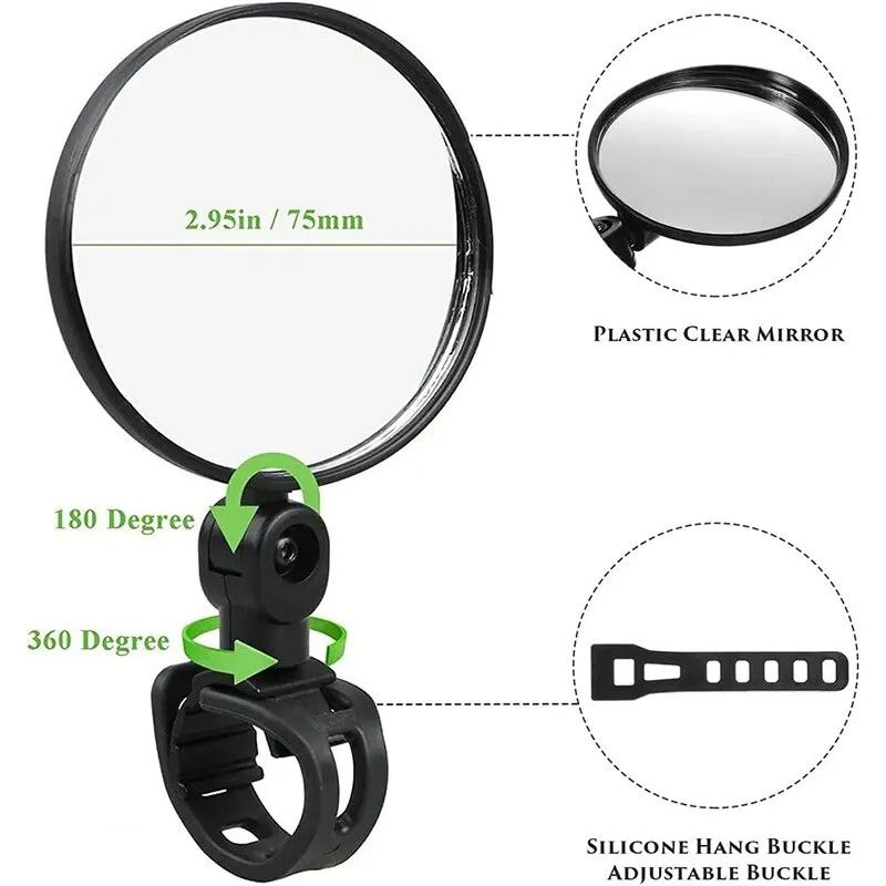 Rotating Bicycle Rear View Mirror for Handlebar Safety