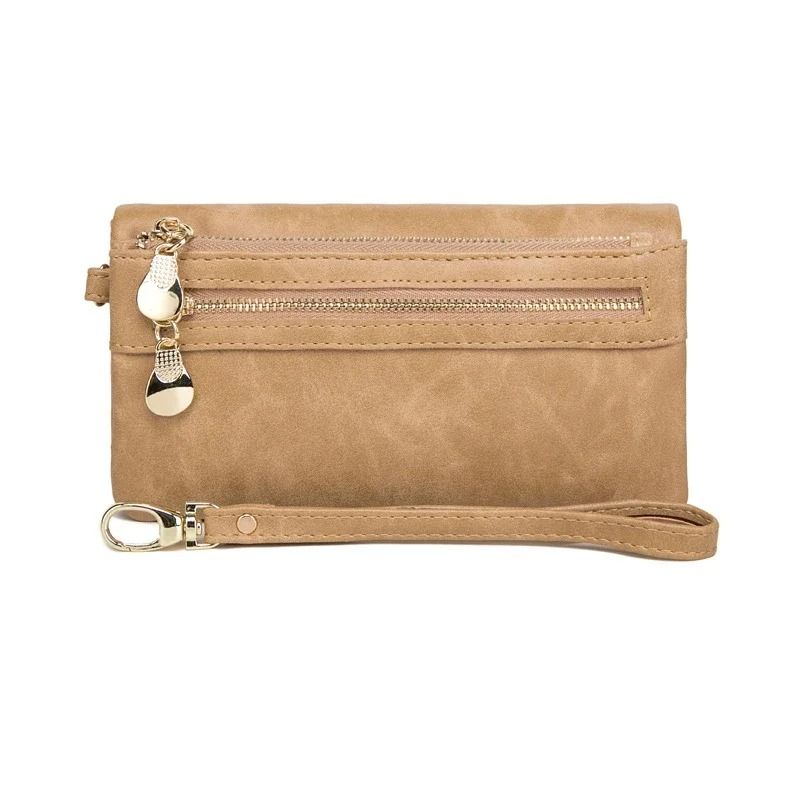 Large Capacity Womens Leather Wallet with Double Zipper