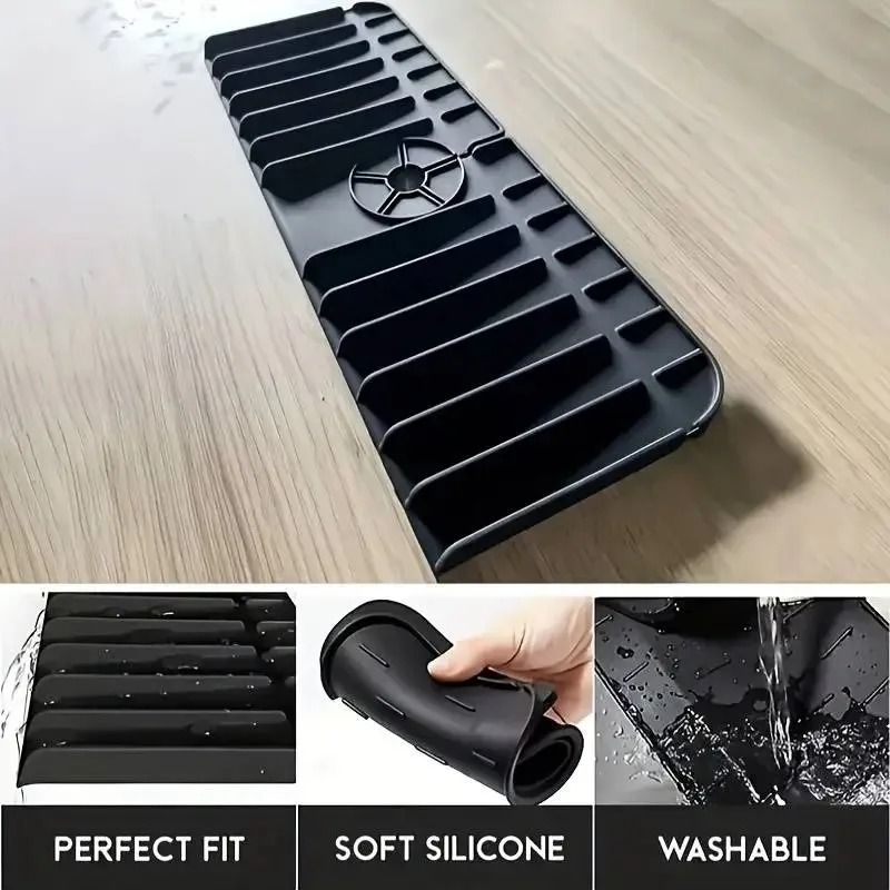 Silicone Faucet Mat Dish Soap Sponge Holder Sink Kitchen Countertop Drying Mat