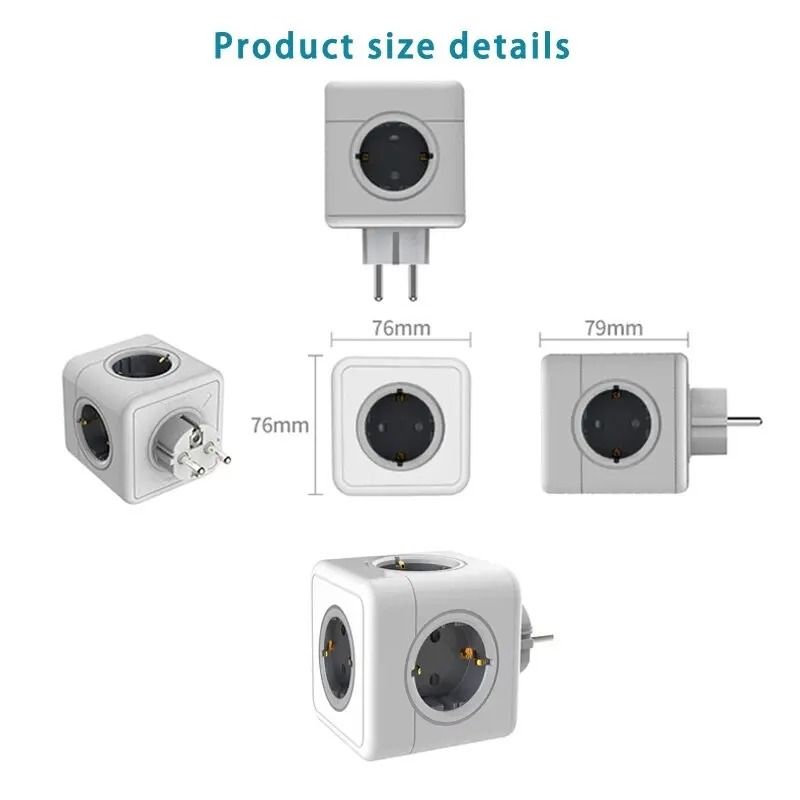 EU Power Strip Cube with 5 AC Outlets