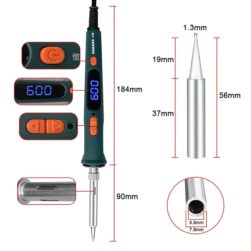 Digital Electric Soldering Iron with Adjustable Temperature 120W