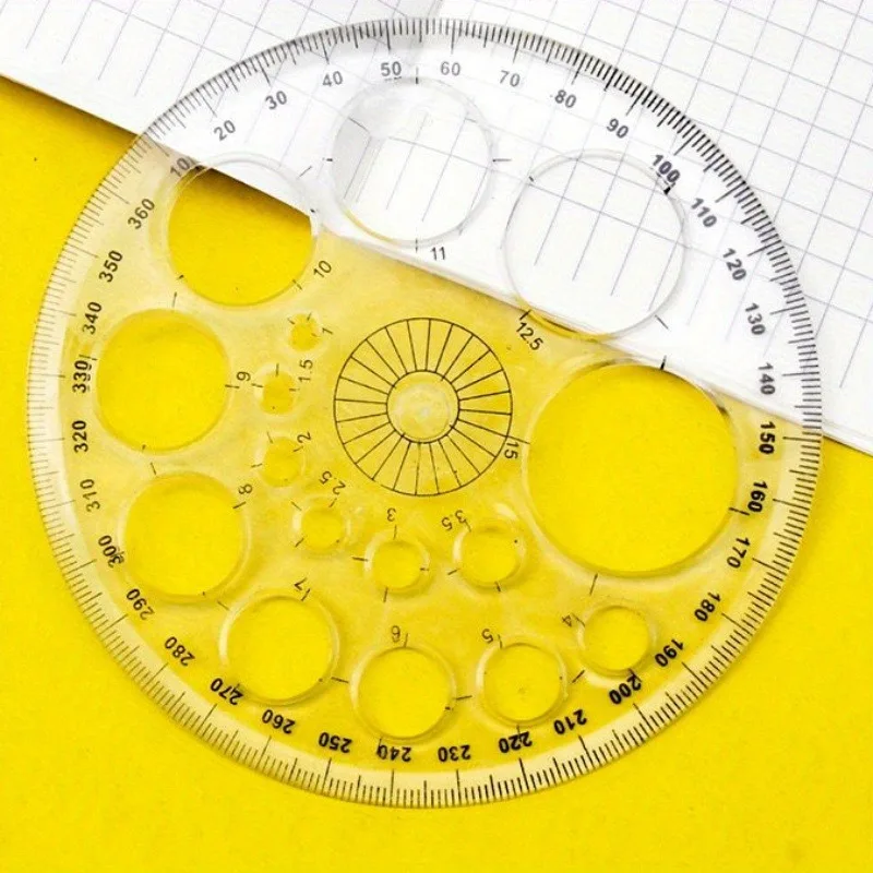 360-Degree Rotating Round Ruler, Transparent Blue Template for Drafting, Patchwork Office Work