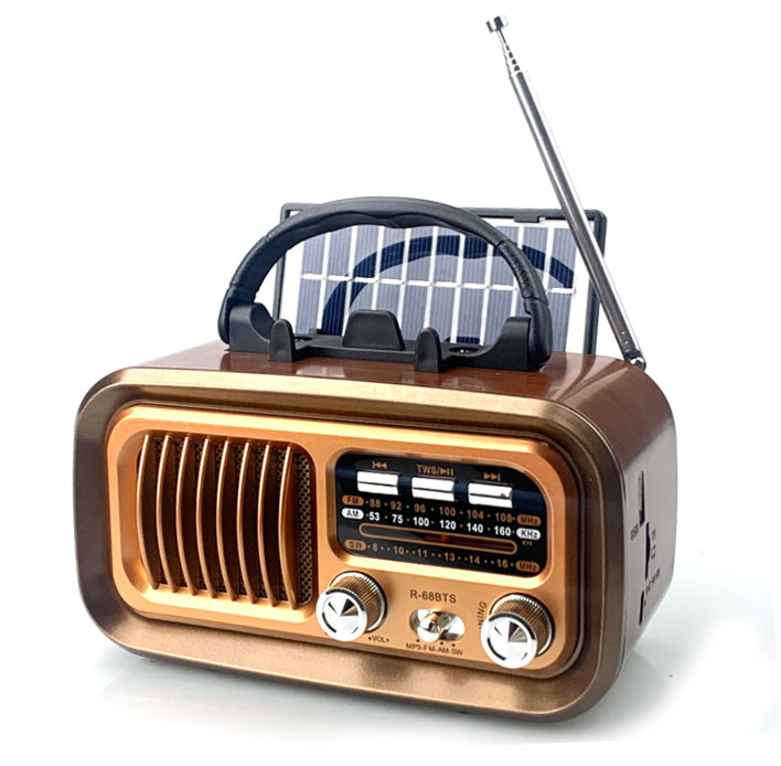 Retro Bluetooth Radio with Solar Charging Portable AM FM Speaker