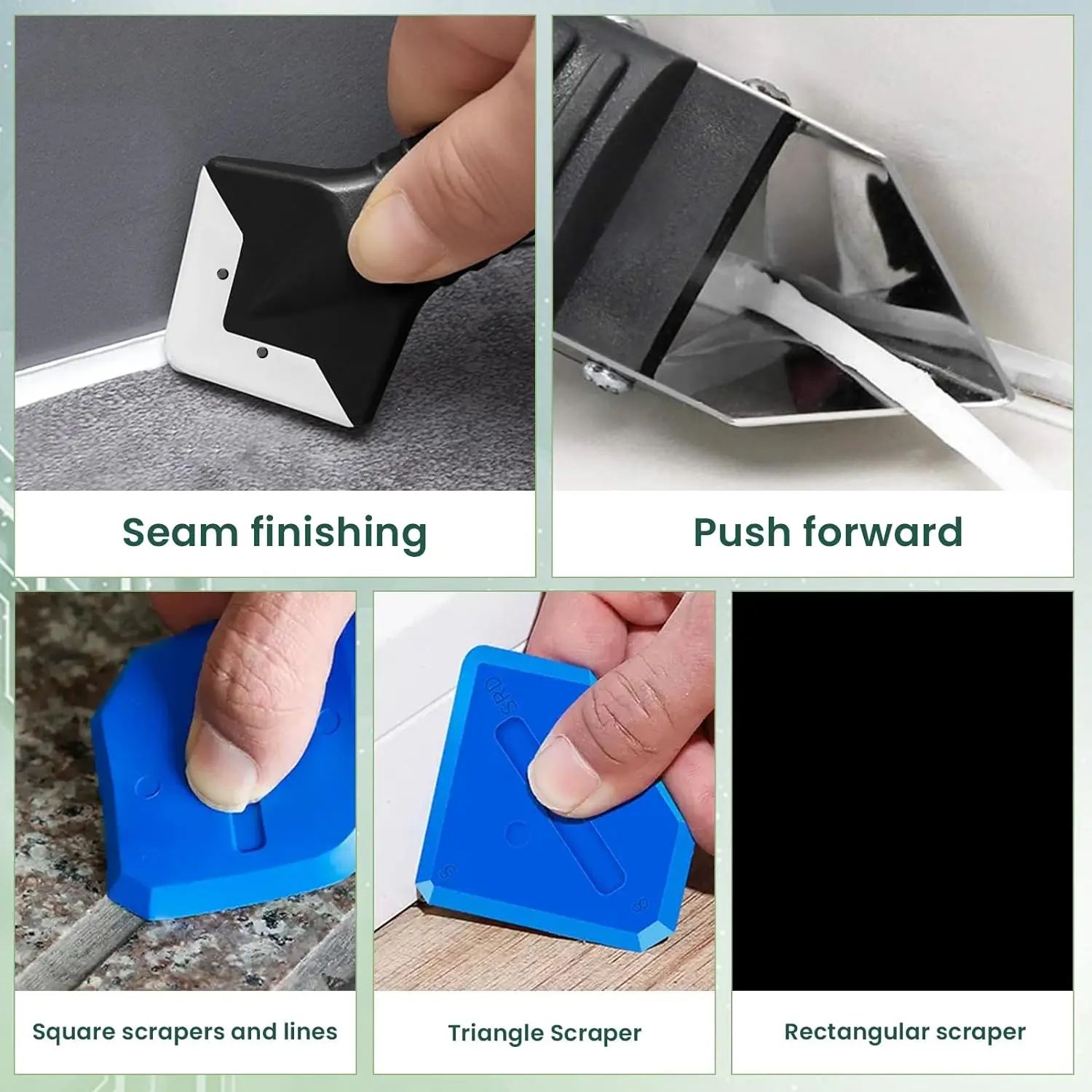 Silicone Caulk Finishing Tool Set with Sealant Remover, Scraper and Grout Smoother for Bathroom, Kitchen and Floor Use