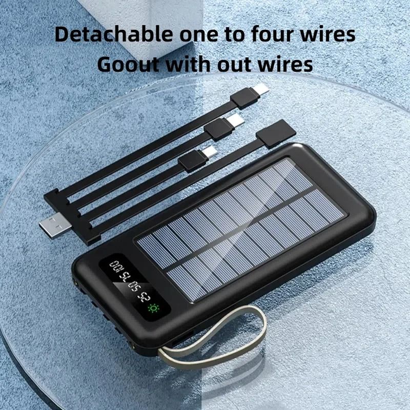 OnePlus 50000mAh Solar Power Bank | High-Capacity Fast Charging Battery with 4 Integrated Cables