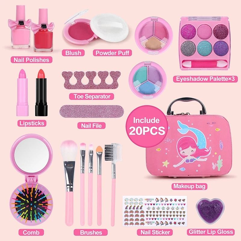 Girls Makeup Kit Washable Princess Pretend Play Makeup Set