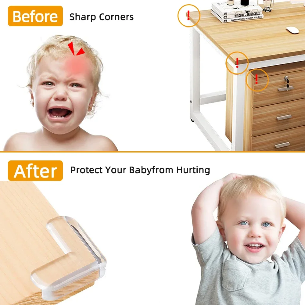 Set High Resistant Adhesive Gel, Baby Proof Guards, Clear Silicone Furniture Corner Protection