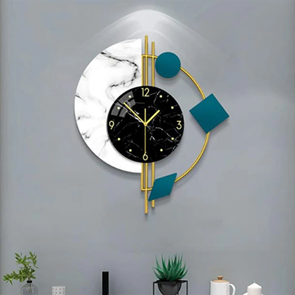 Modern Silent Wall Clock – Creative Semicircle Marble Wall Clock for Elegant Home Decor