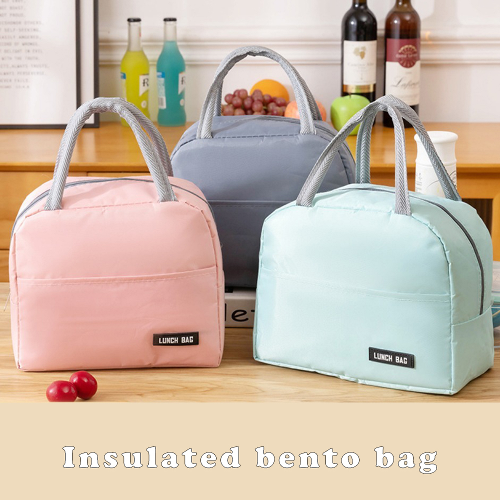Solid Color Insulated Bento Lunch Bag for Work School Travel