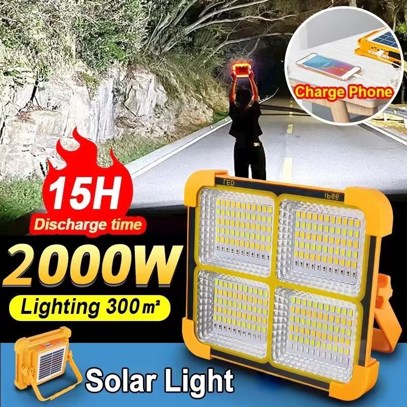 Rechargeable Solar Floodlight – Portable Outdoor LED Work Light for Camping, Construction & Emergency Use