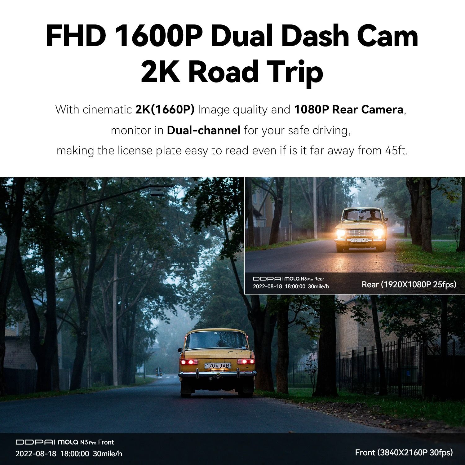 2.5K Smart Dash Cam with GPS and WiFi Car Recorder