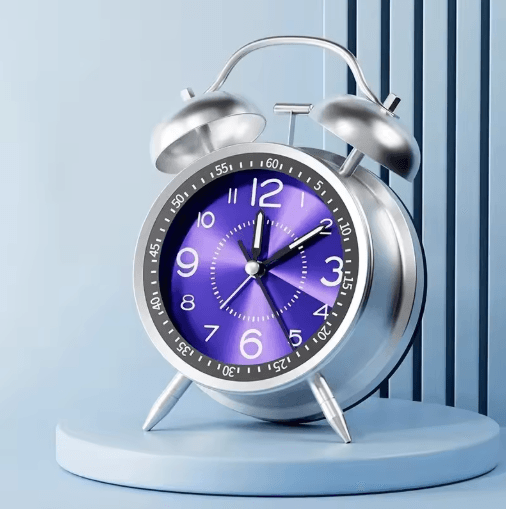 4.5 Inch Twin Bell Loud Metal Alarm Clock with 3D Dial and Backlight – Retro Battery Operated Desk Clock