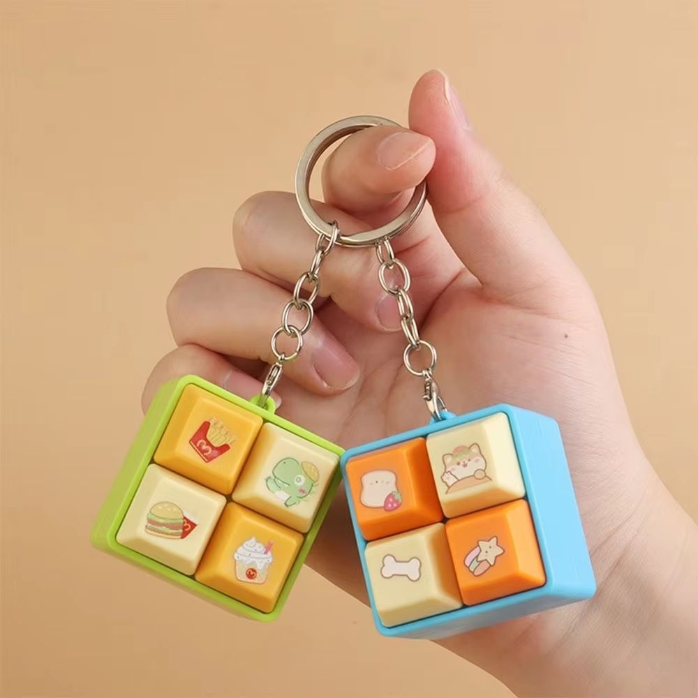 Fun Cartoon Squeeze Music Four-Square Merit Button Keychain