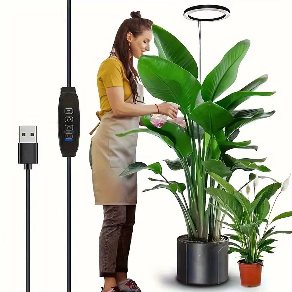 165cm (65in) Adjustable Full Spectrum LED Ring Grow Light for Indoor Plants USB Powered Plant Light