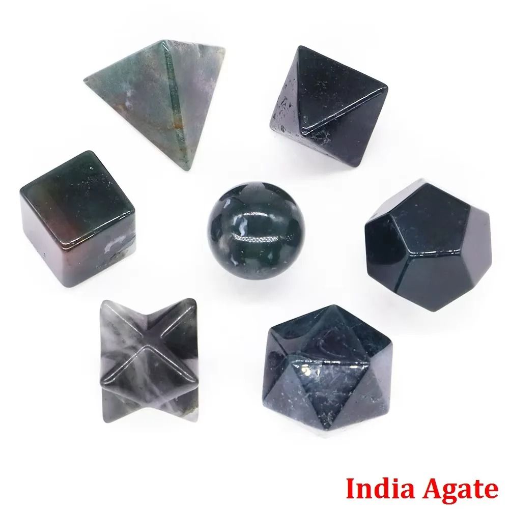 Platonic Solid Crystal Set Sacred Geometry Chakra Healing Reiki Stones