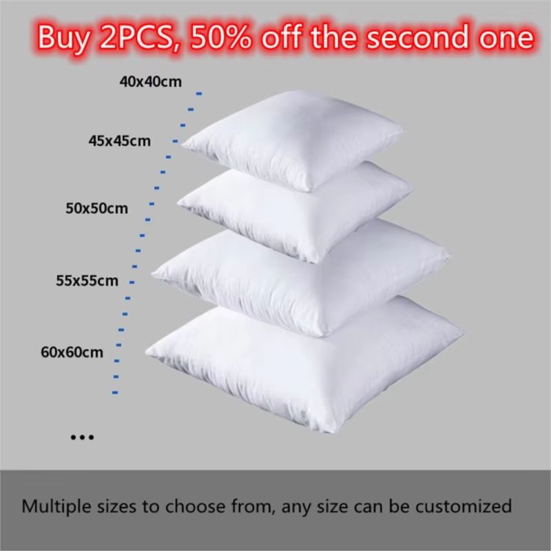 Premium Bounce-Back Pillow Insert – White Square Cushion Core for Sofa, Car Seat & Home Decor (Sizes: 30x30 / 40x40 / 45