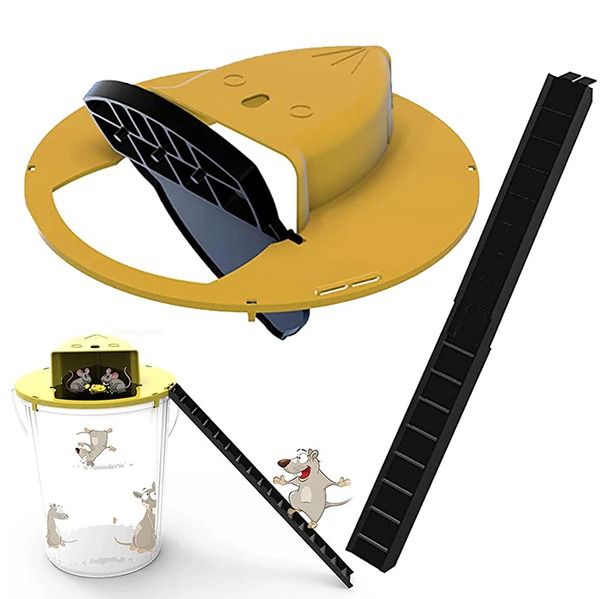 Flip & Slide Mouse Trap, Bucket Catcher for Rats and Mice, Mousetrap Slide Bucket Lid