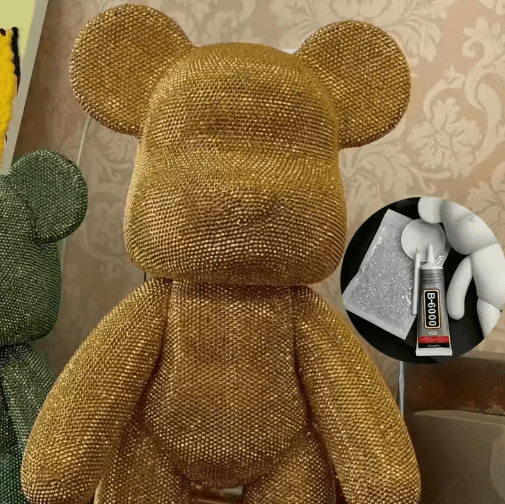 Rhinestone Crystal Bear Figurine – DIY Beaded Embroidery Desk Decor