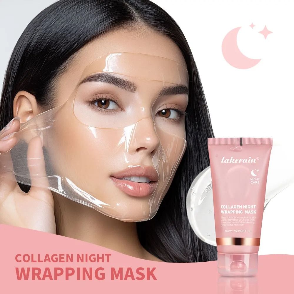 Collagen Night Wrapping Peel Off Mask 75ml Hydrating Korean Facial Mask Cream for Overnight Skin Repair and Glow