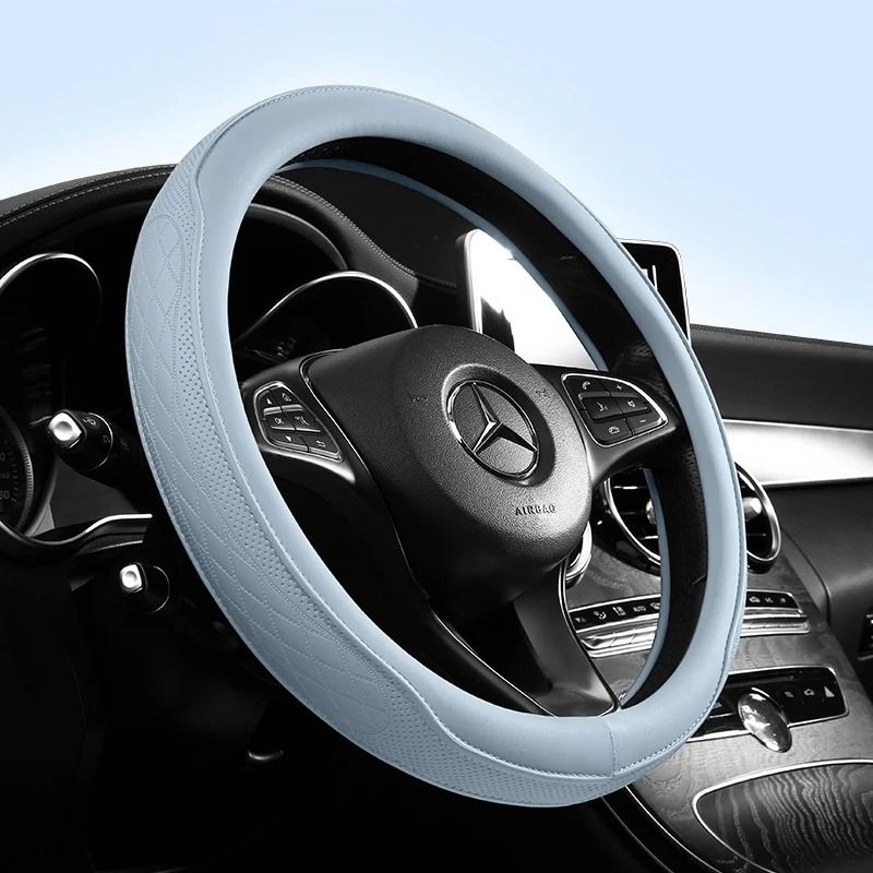 Napa Leather Steering Wheel Cover Non Slip Breathable Universal Fit