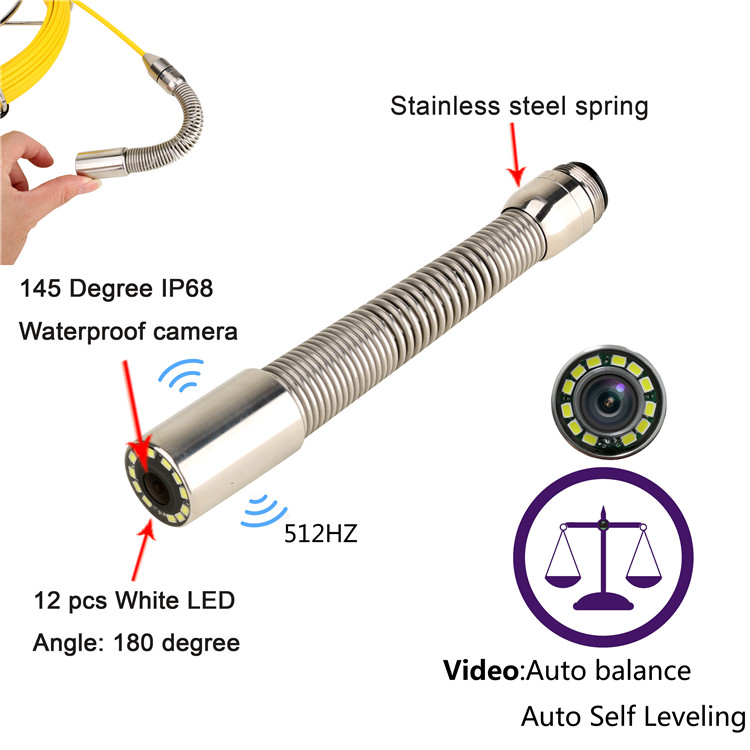 Professional Pipe Inspection Camera with 512Hz Transmitter & Self-Leveling Image, MAOTEWANG Industrial Endoscope