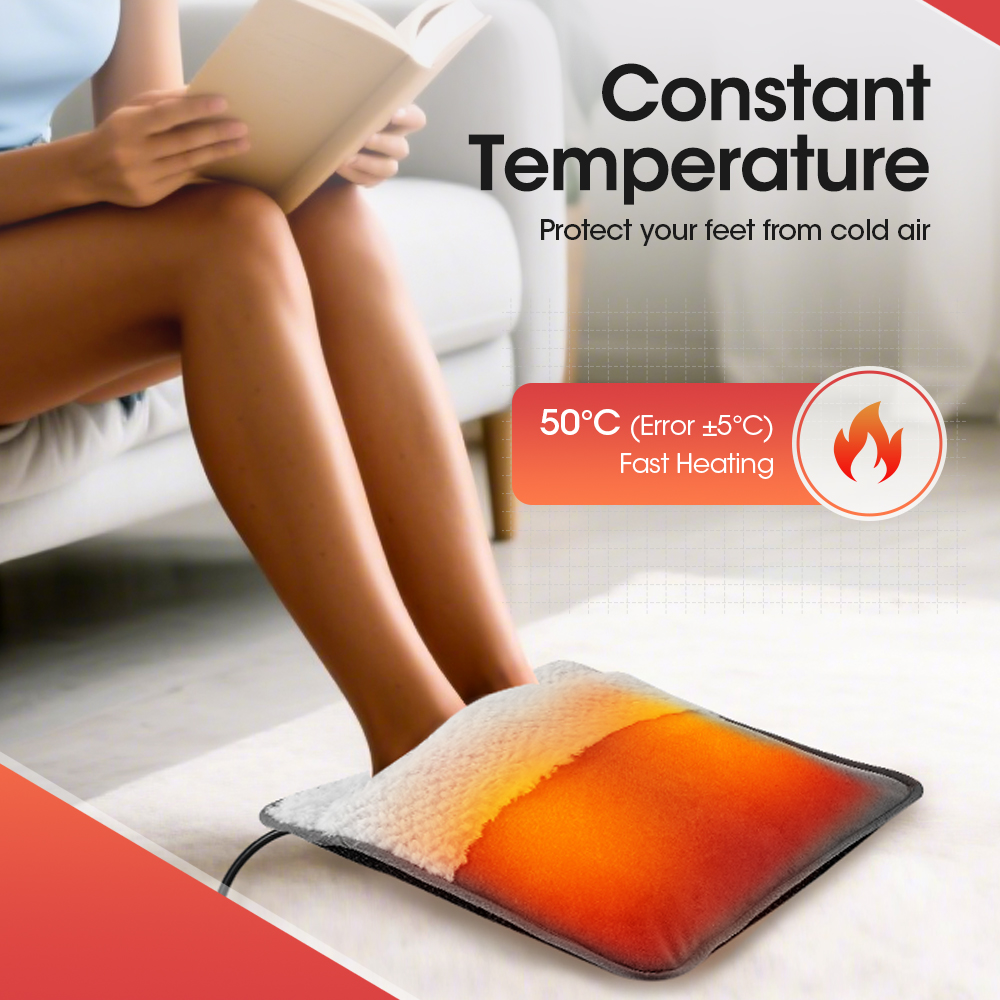Soft Plush Electric Heating Foot Pad, Portable Warm Foot Mat, Constant Temperature, USB Plug and Play, Detachable Cover