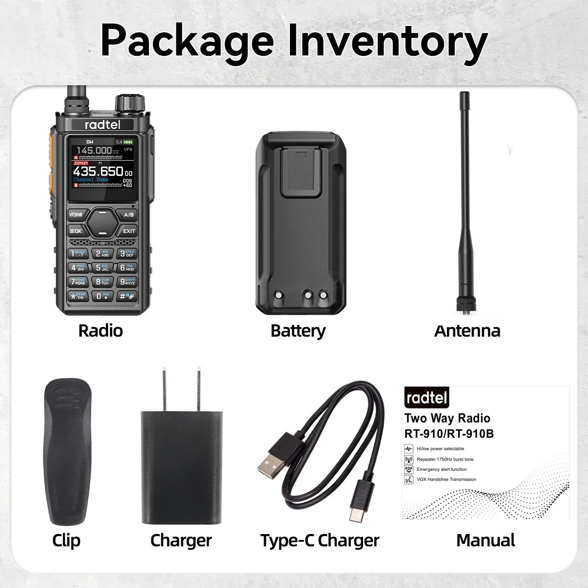 Radtel RT Bluetooth Programmable ham radio walkie talkie with multi band radio & Air Band Receiver