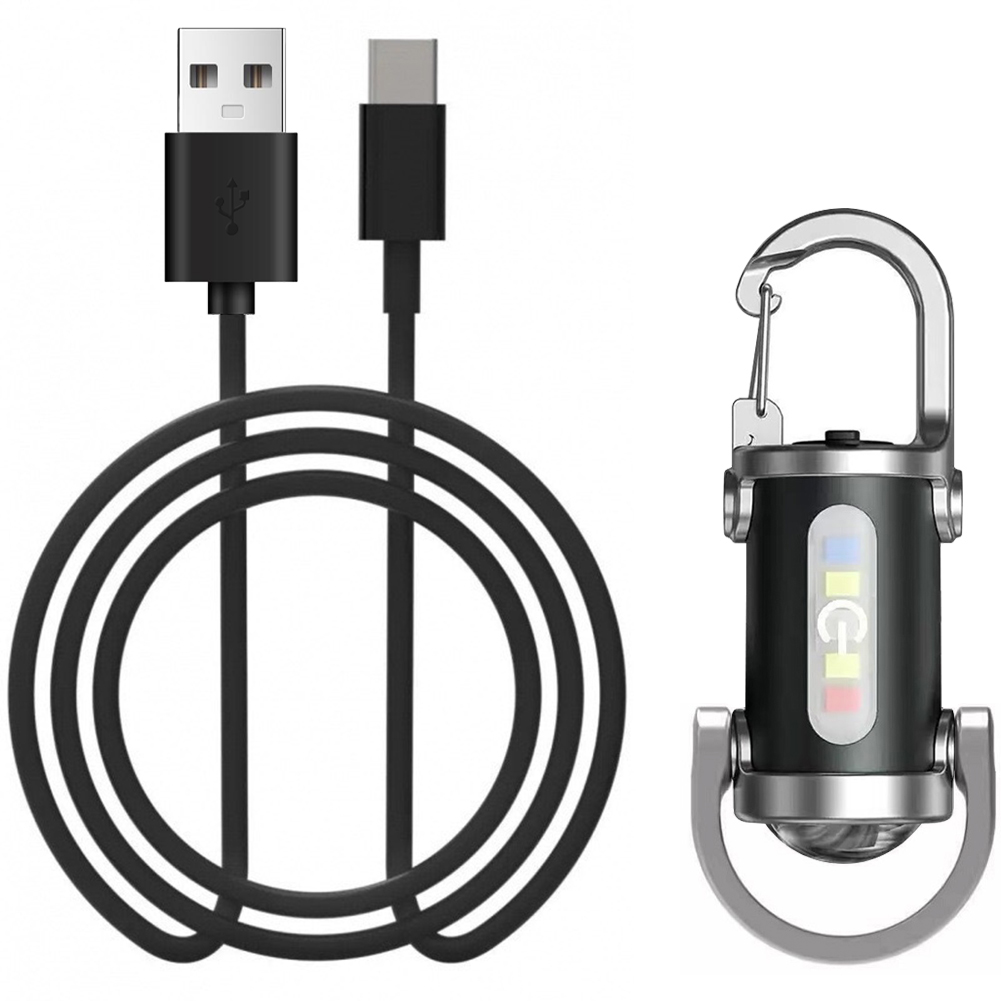 Rechargeable COB Keychain Flashlight with Hook Compact Pocket Flashlight for Camping Emergency Use