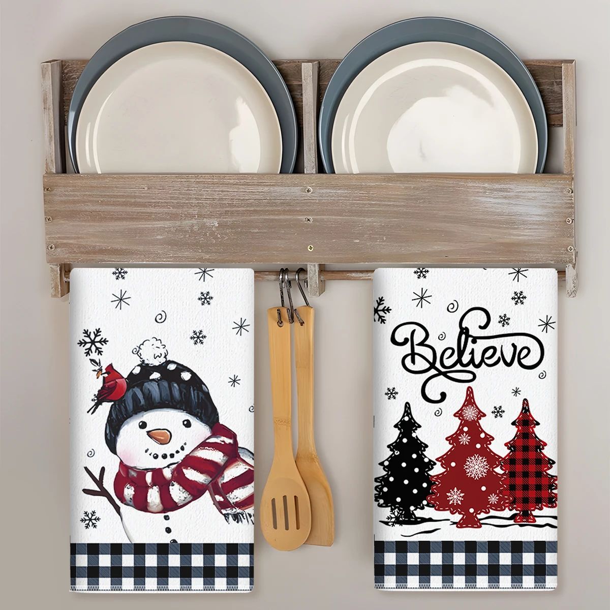Merry Christmas Santa Kitchen Towels Set of 2
