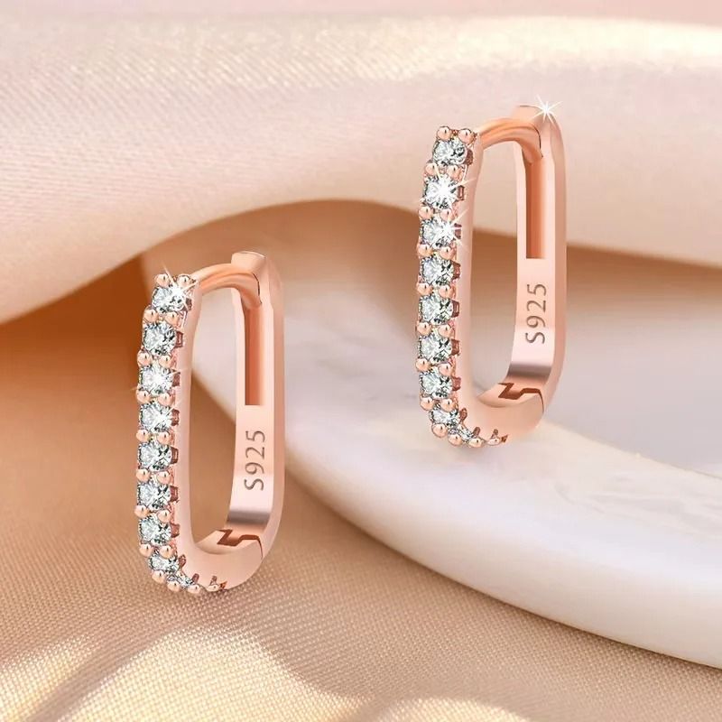 925 Sterling Silver Crystal Circle Hoop Earrings