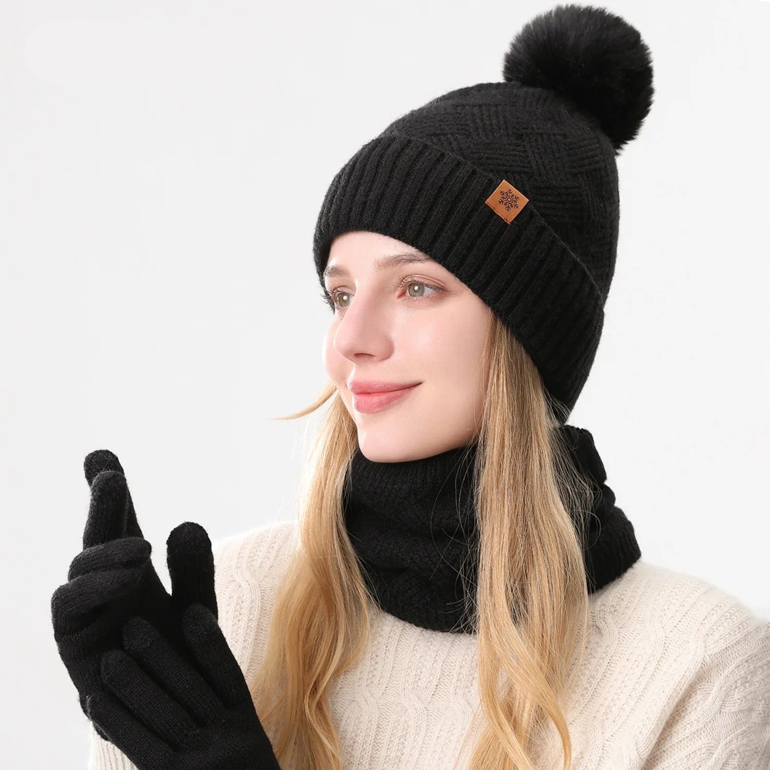 Unisex Double-Layer Fleece-Lined Thermal Winter Set
