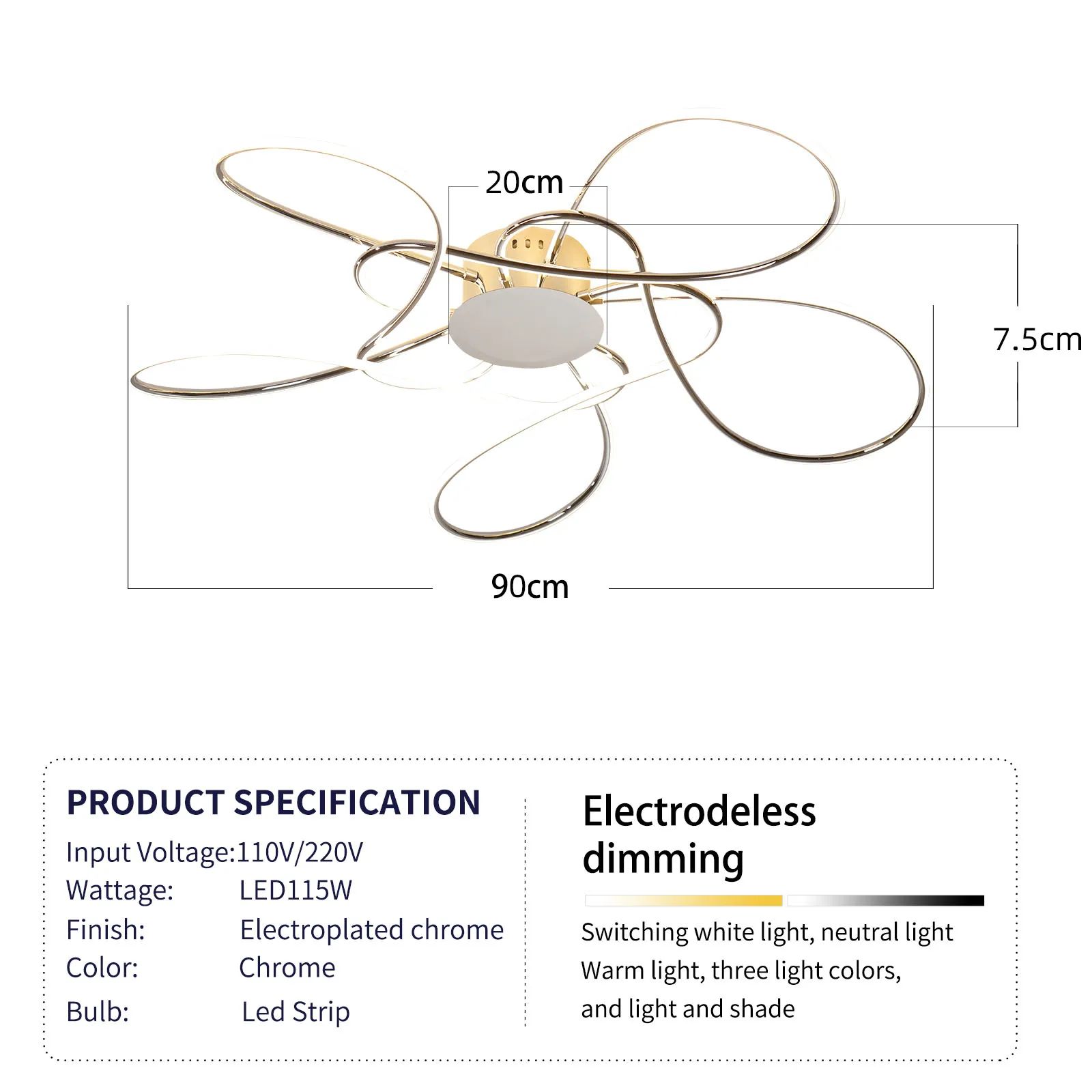 Modern Gold LED Chandelier Ceiling Light Fixture