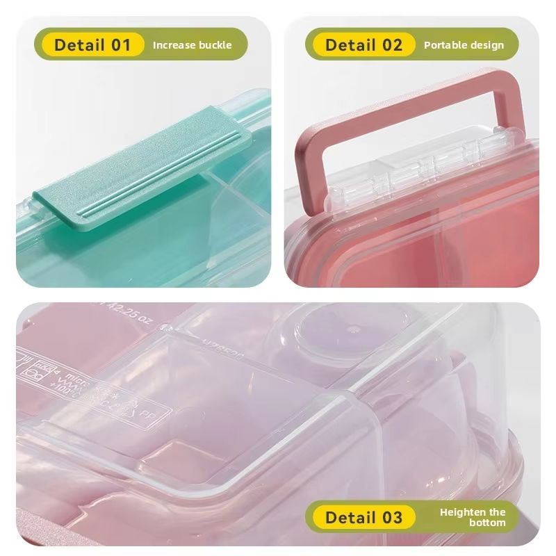 54.10 fl oz Double Yogurt Compartment Bento Lunch Box Leakproof Microwave Food Container