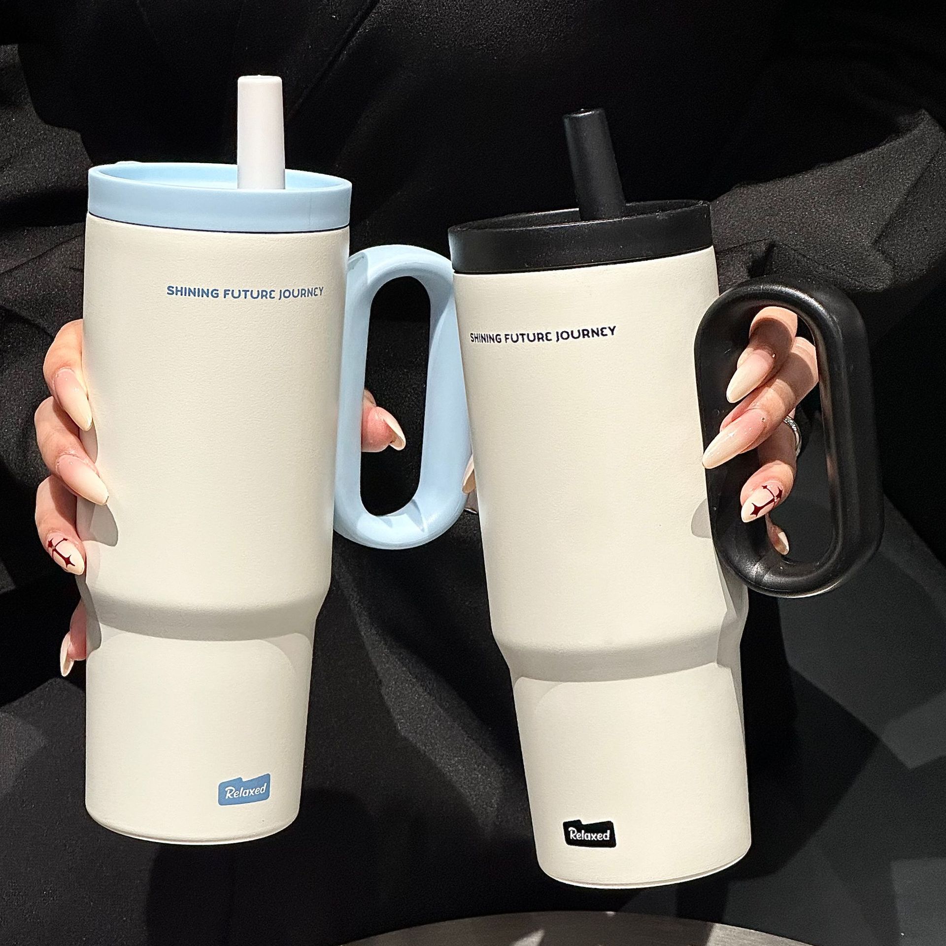 Stainless Steel Insulated Travel Mug with Straw & Handle Vacuum Sealed Water Bottle for Ice Coffee & Hot Drinks