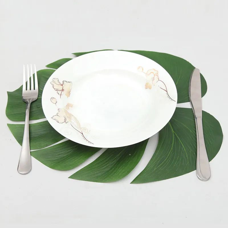 12-Piece Artificial Tropical Palm Leaves for Luau Party Decorations and Home Decor