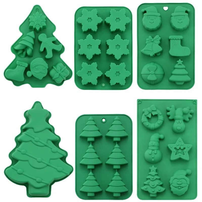 Festive 6-Cavity Silicone Christmas Baking Mold – DIY Chocolate & Cake Decoration Tools