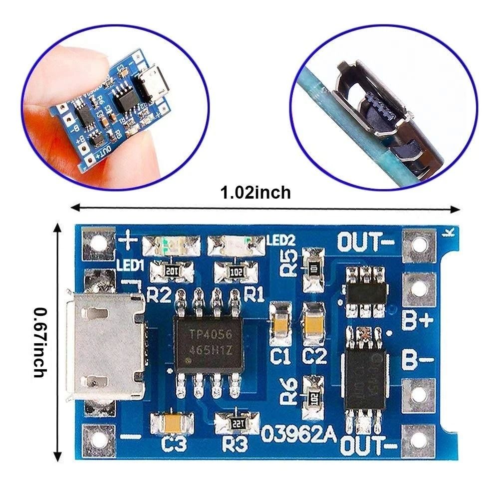 18650 Lithium Battery Charger Module 5V 1A with Protection