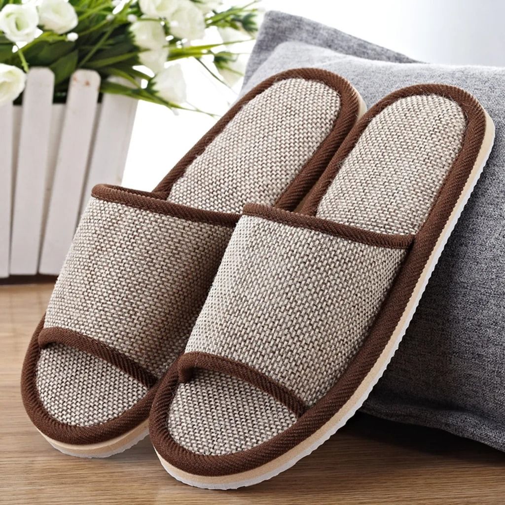 Linen Indoor Slippers for Men and Women with Anti Slip Sole and Soft Comfortable Design for Daily Home Use
