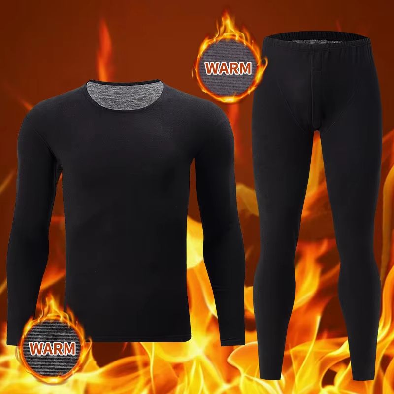 Men's Solid Color Thermal Underwear Set – Warm & Breathable Base Layer for Autumn and Winter Comfort