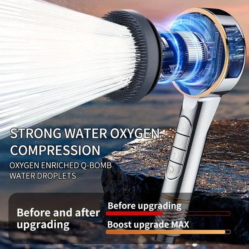 High Pressure Filtered Shower Head with 4 Spray Modes + Anti-Leak Water-Seal Boost System
